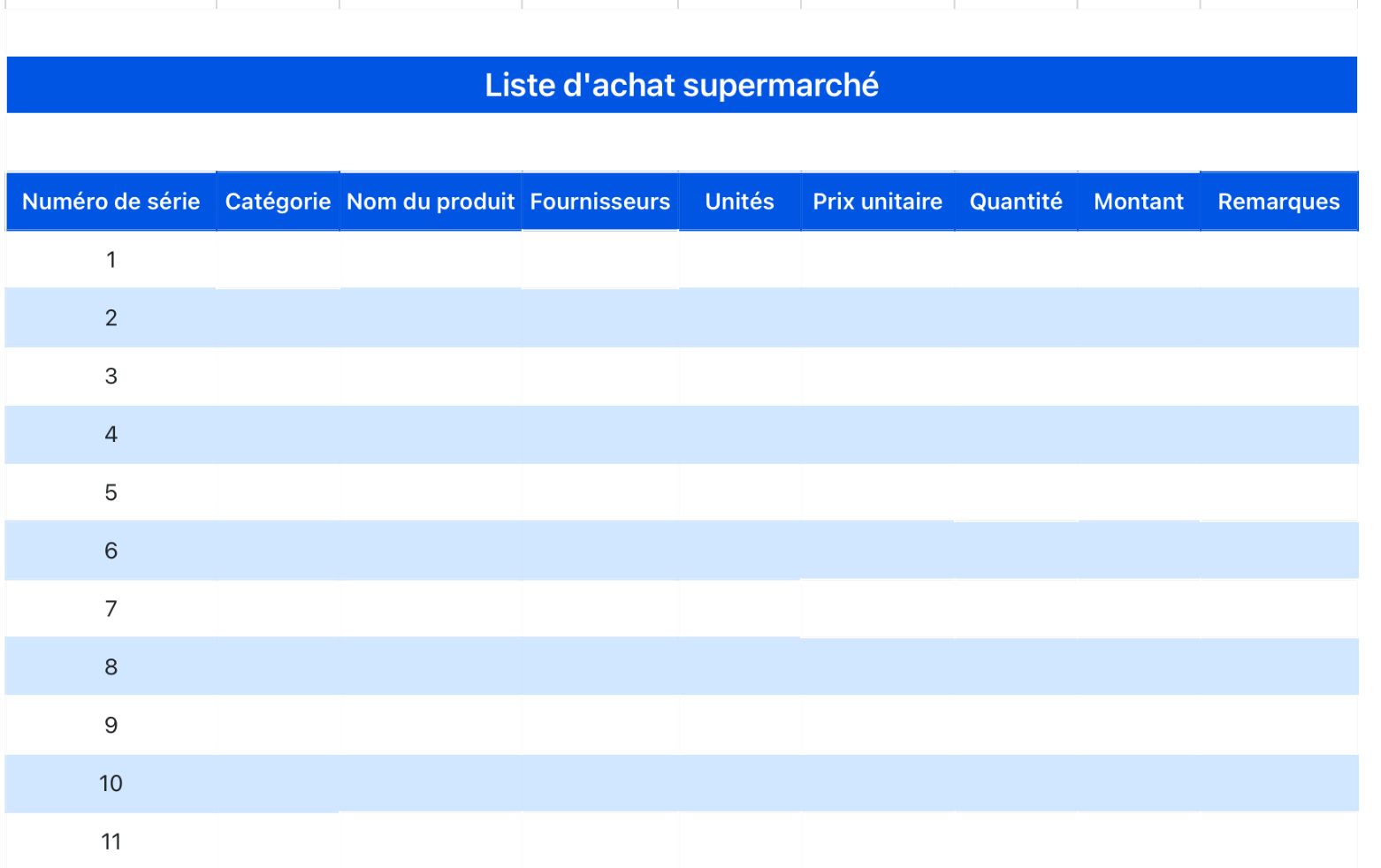 Liste d'achat supermarché